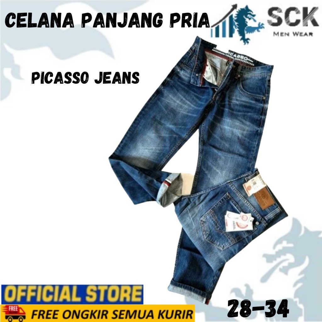 Celana Jeans Pria PICASSO Reguler Denim Kode 421 A, 421 B, 421 C, 421 F Ukuran 28-34 Reguler / Celana Jeans Pria  - sckmenwear GROSIR