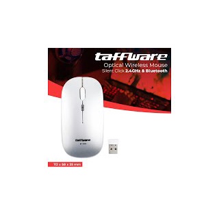 Gs8 Taffware Optical Wireless Mouse Silent Click Dual 2.4GHz &amp; Bluetooth - E1300 - Silver Or-i