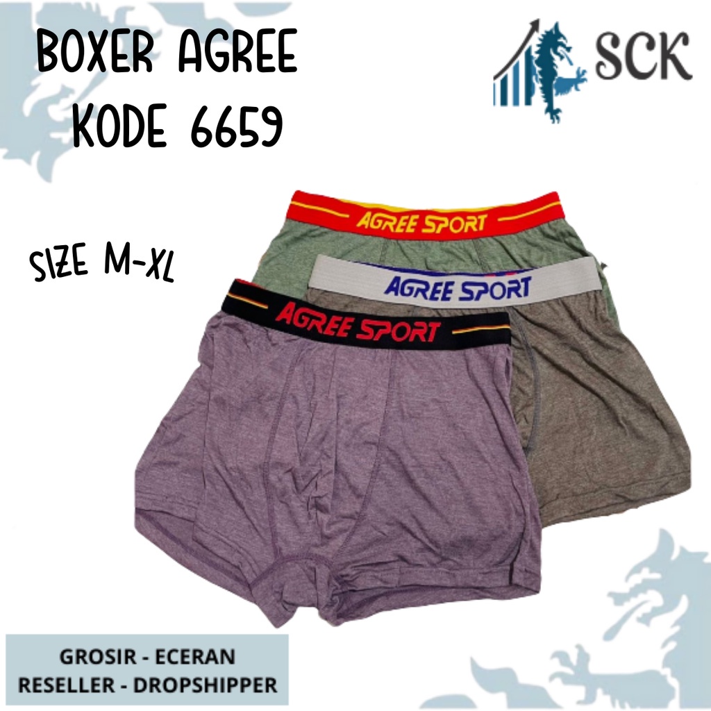 [ISI 3] CD Pria AGREE 6659 MODEL BOXER / Celana Dalam Halus M-XL / Pakaian Dalam Cowok - sckmenwear GROSIR