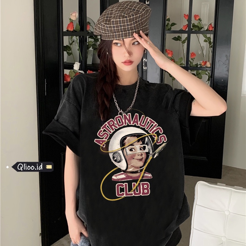 Print T-shirt Kaos Lengan Pendek Cartoon Space Character Oversize Korean Style