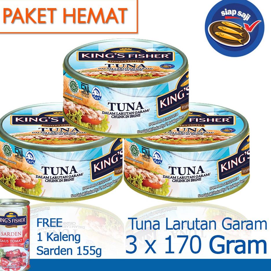 

✻ King's Fisher Paket 3 pcs Tuna dalam Air Garam 170 gr gratis sarden 155 gr ✷