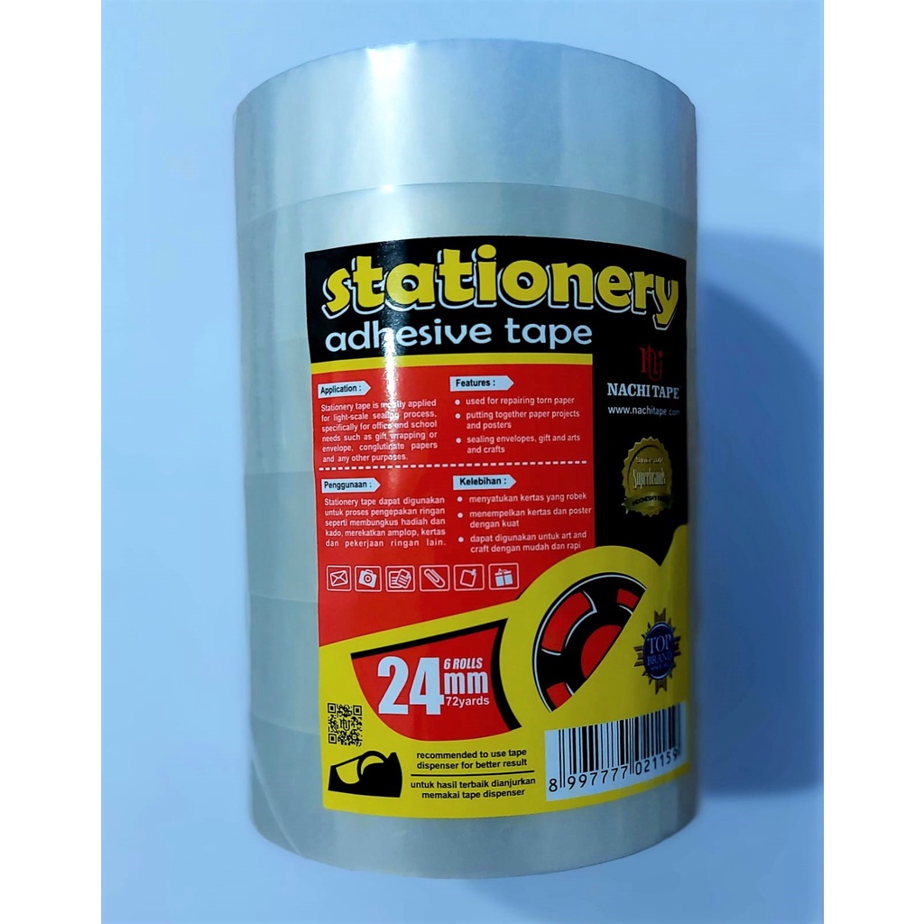 

Isolasi Solatip Selotip Nachi Tape Bening 24 mm 72 yard
