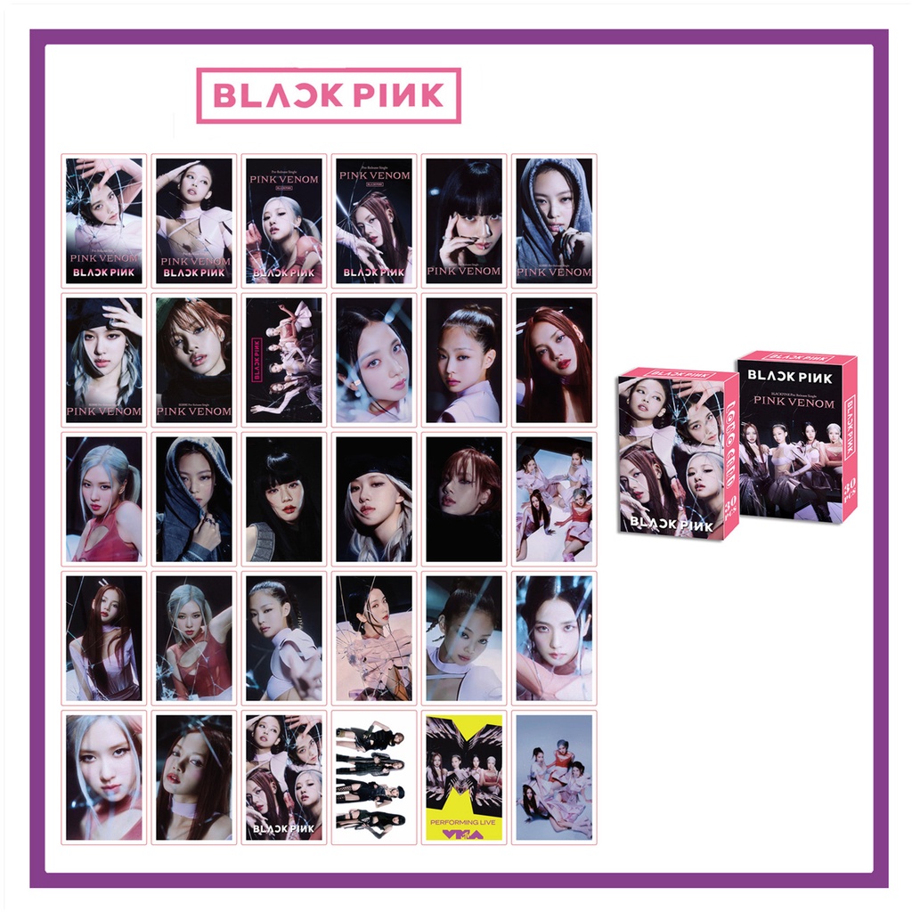 30pcs/box BP Album Pink VENOM Photocards LISA JENNIE JISOO ROSE Lomo Kartu Hitam Pink Kpop Postcards READY STOCK Blackpink Blackpink