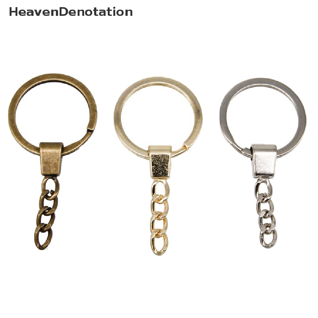 [HeavenDenotation] 10pcs Key Ring Long Round DIY 30mm Keyring Polished Round Split Metal Keychain Split Ring Pendek Rantai Aksesoris Tas Pesona HDV