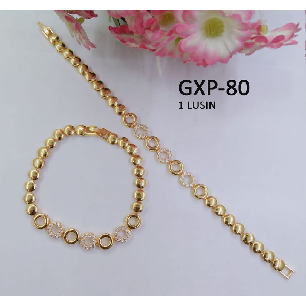 [1 LUSIN ISI 12] GELANG XP RANTAI EMAS GOLD BULAT DONAT TERMURAH / DUNIA GELANG TERBARU