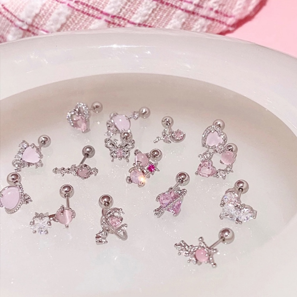 Kepribadian Opal Jantung Telinga Pejantan Kupu-Kupu Planet Anting Perempuan Sederhana SWET HEART JEWELRY