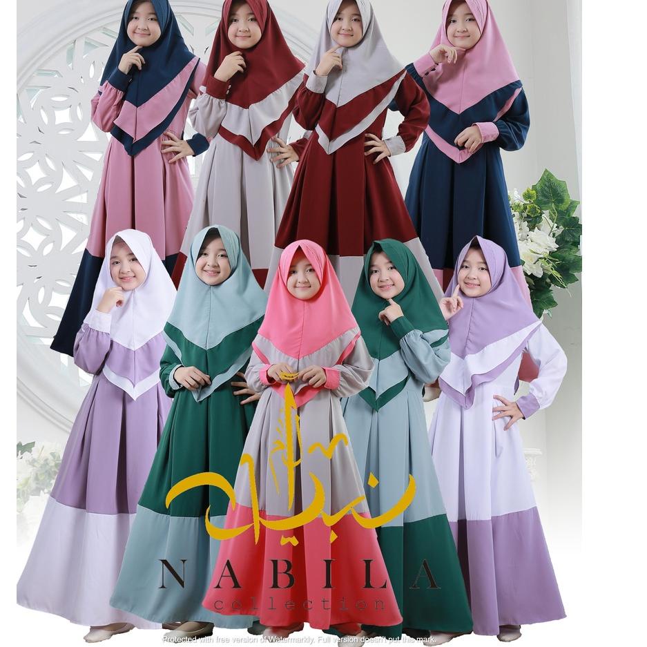 ♦ Gamis Anak YASMIN KIDS SYARI gamis anak set khimar besar dan set cadar premium wolfis by Nabila Co