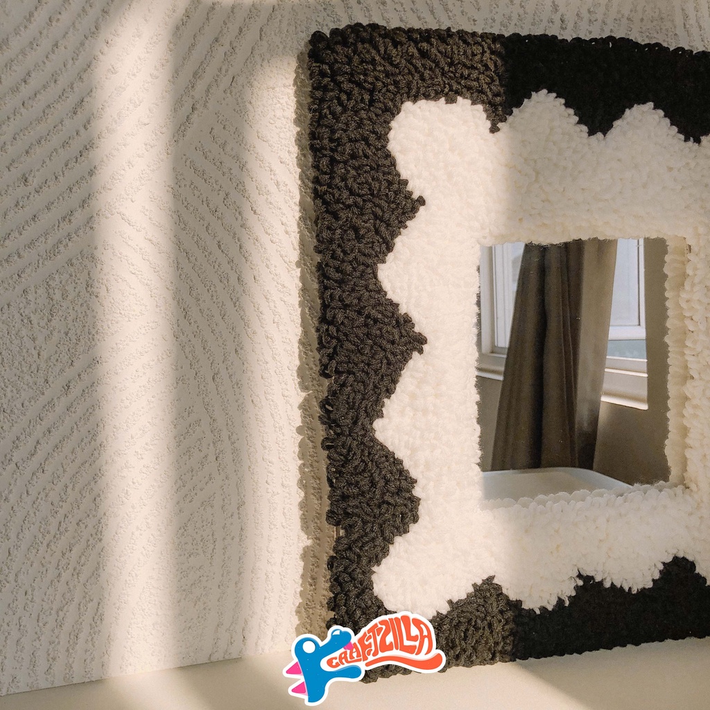 [craftzilla] punch needle mirror / tufted mirror (cermin aesthetic / kaca)