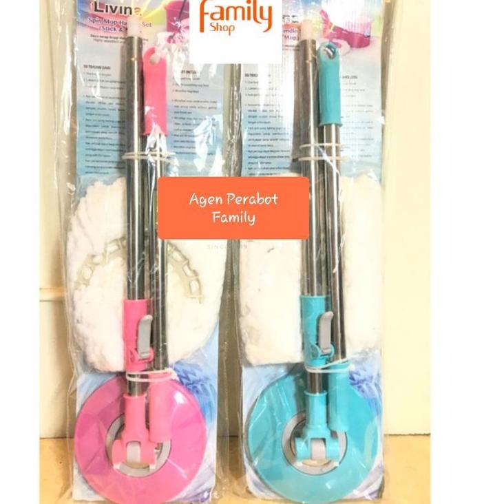 ⅍ Alat Pel Lantai Lion Star Livina Spin Mop Handle Set Gagang dan Pel ℮