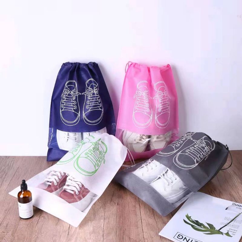 COD✓ Pouch Tas Serut Tempat Sepatu Organizer  Travel Tempat Penyimpan Sepatu Sandal Heels Serbaguna