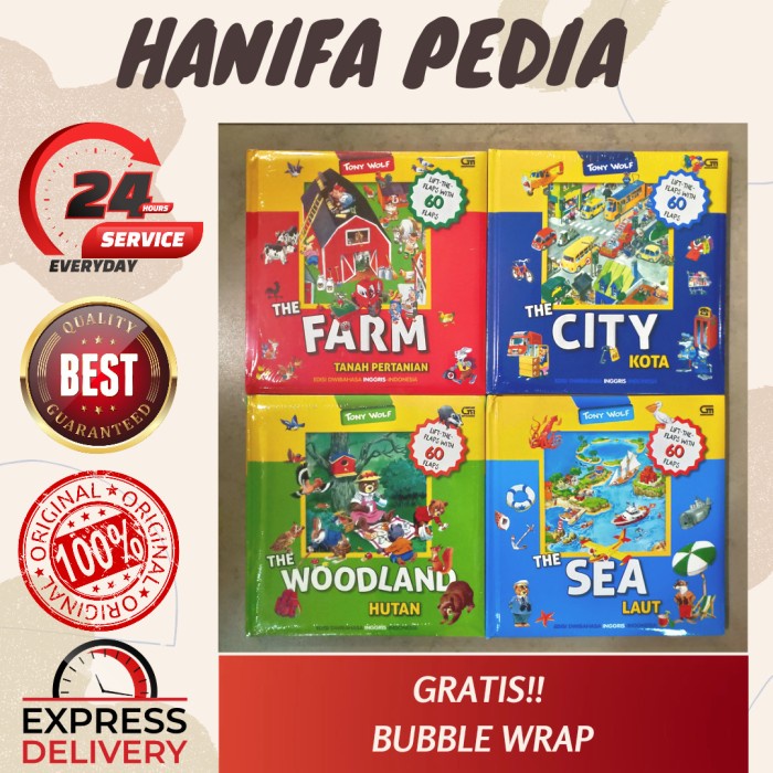 Knowledge Buku Boardbook Tony Wolf The Farm / The City / The Woodland / The Sea