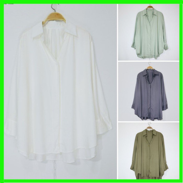 K56 KEMEJA BLOUSE WANITA OVERSIZE JUMBO LD 130 POLOS LENGAN PANJANG BAJU BUSUI ADEM BAJU WANITA BUSU