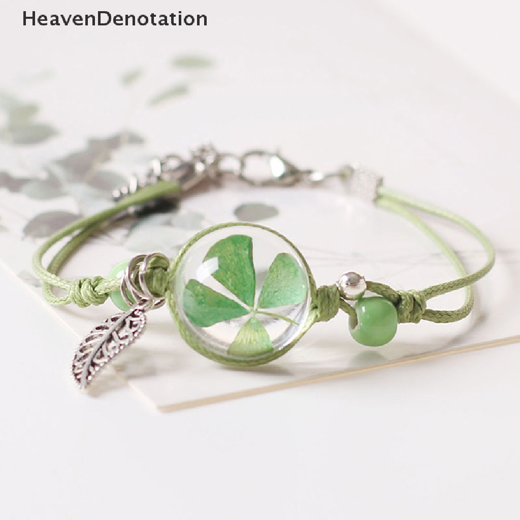 [HeavenDenotation] Manik-manik Keramik Lucu Multilayer Gelang Spesimen Botani Alami Gelang Untuk Wanita Gadis Gelang Perhiasan Braided Adjustable Bracelet HDV