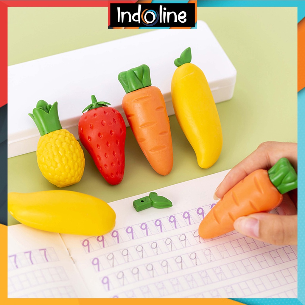 

Penghapus Pensil Karakter Buah Buahan Lucu Set 3pcs Import COD 845