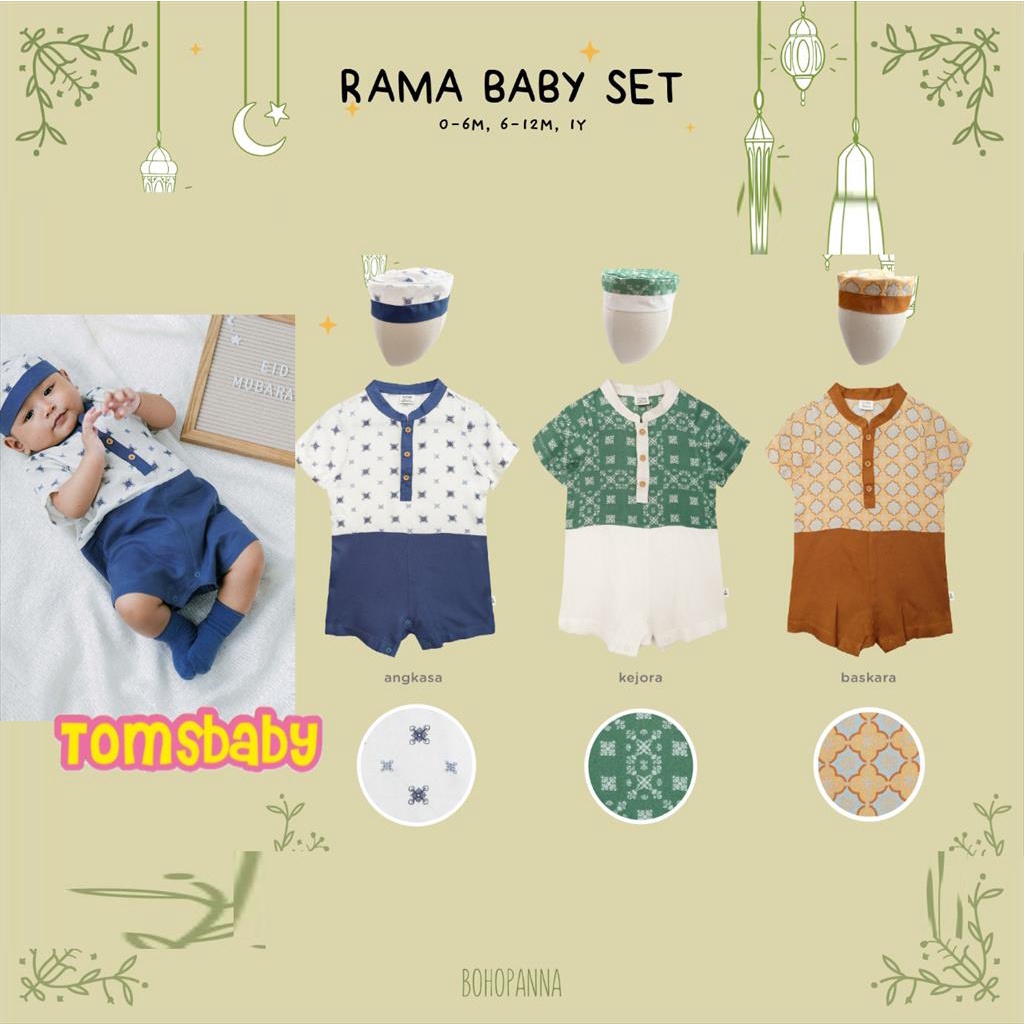 [TOMS] BOHOPANNA (1set) Rama Baby Set / Jumper Koko + Peci Ramadhan EID Baju Muslim Raya Lebaran 2023 Terbaru Bayi Anak Laki