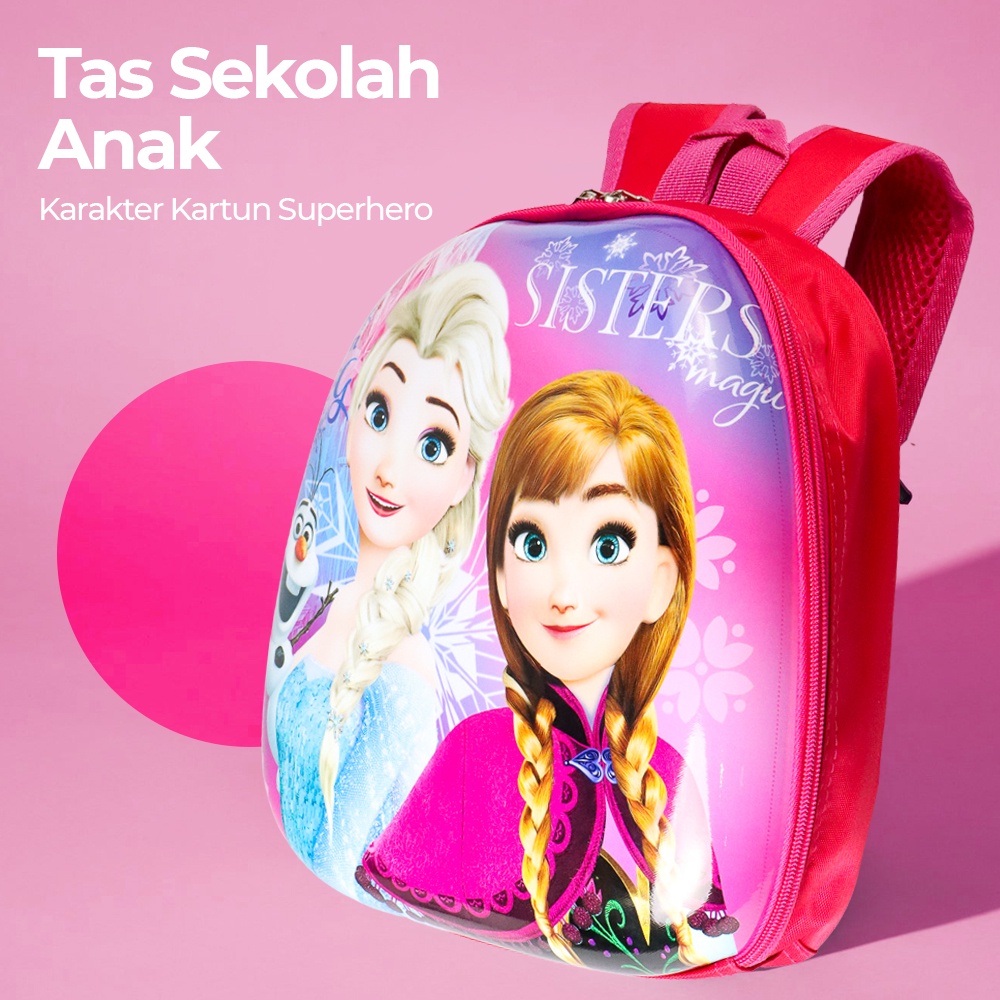 GV5 Zihui Tas Ransel Anak Sekolah Backpack Karakter Kartun Superhero Zh28 Pink Or-i