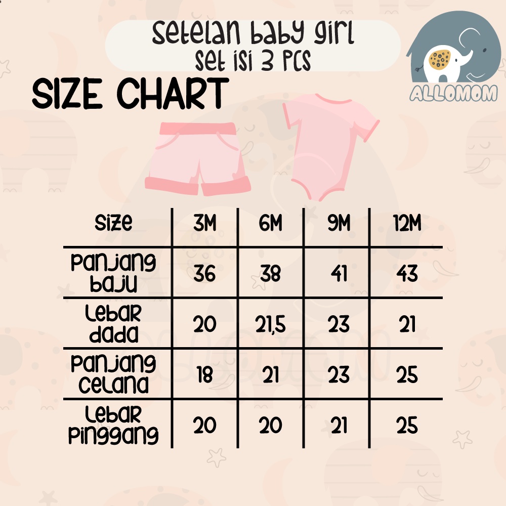 SETELAN BAJU CELANA BANDANA BABY GIRL / SET ISI 3 CEWEK LUCU 1 TAHUN KATUN