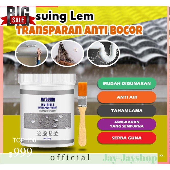 Lem Transparan Waterproof  JAYSUING Anti Bocor Kerembes Atap Retakan Dinding 300 gram