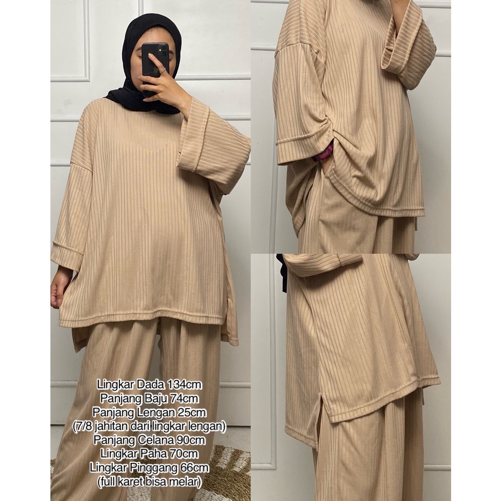 Oneset Zahra Knit Setelan Wanita Oversize LD 134cm Hijab Friendly