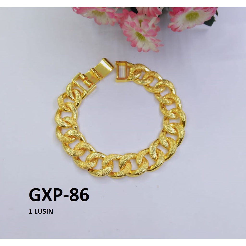 [1 LUSIN ISI 12] GELANG XP RANTAI EMAS GOLD POLOS TEKSTUR TERMURAH / DUNIA GELANG TERBARU