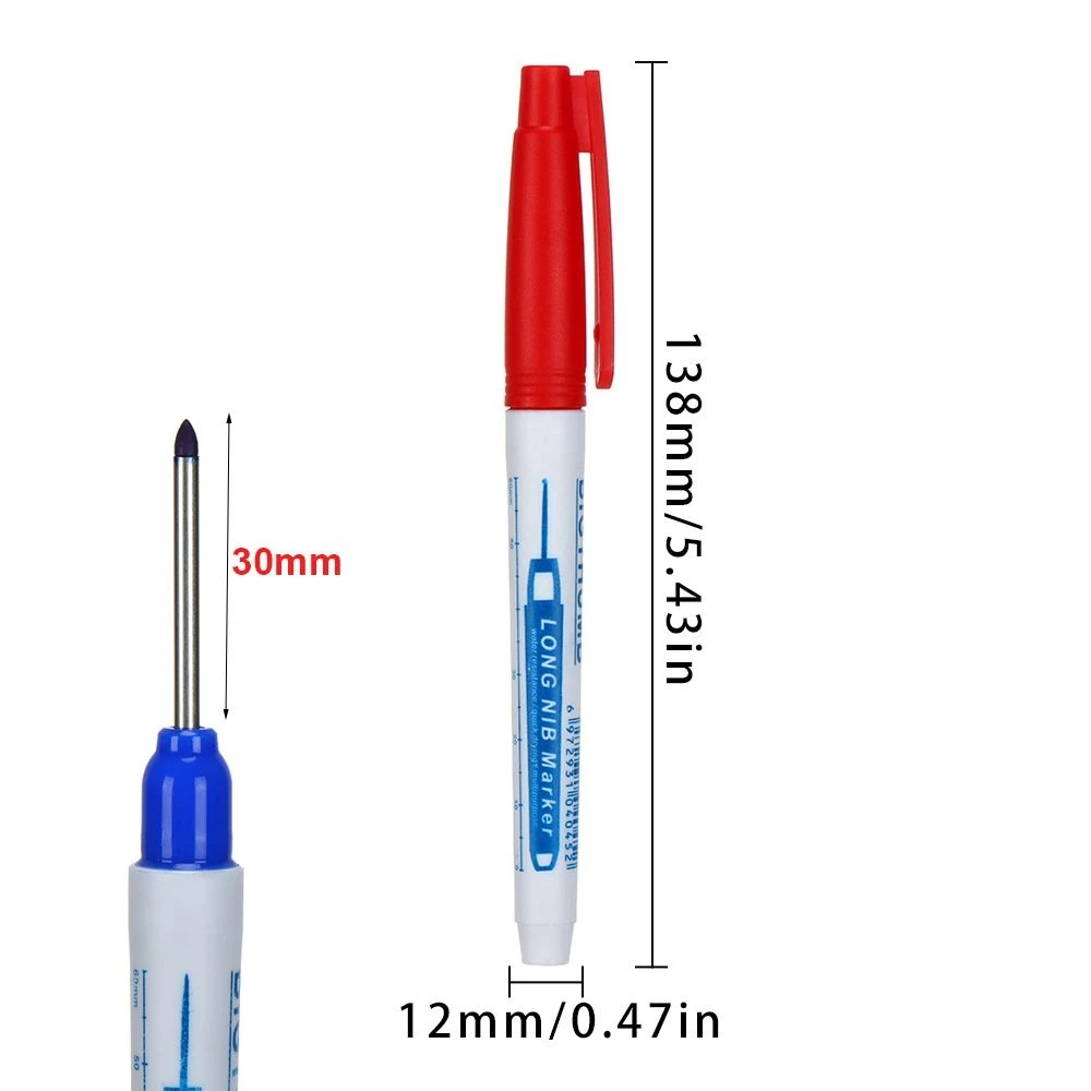 30mm Kepala Panjang Penanda Serbaguna Pulpen Spidol Untuk Peralatan Keramik Tukang Konstruksi Lubang Dalam Spidol Multicolor Tahan Air Cepat Kering Punching Marker