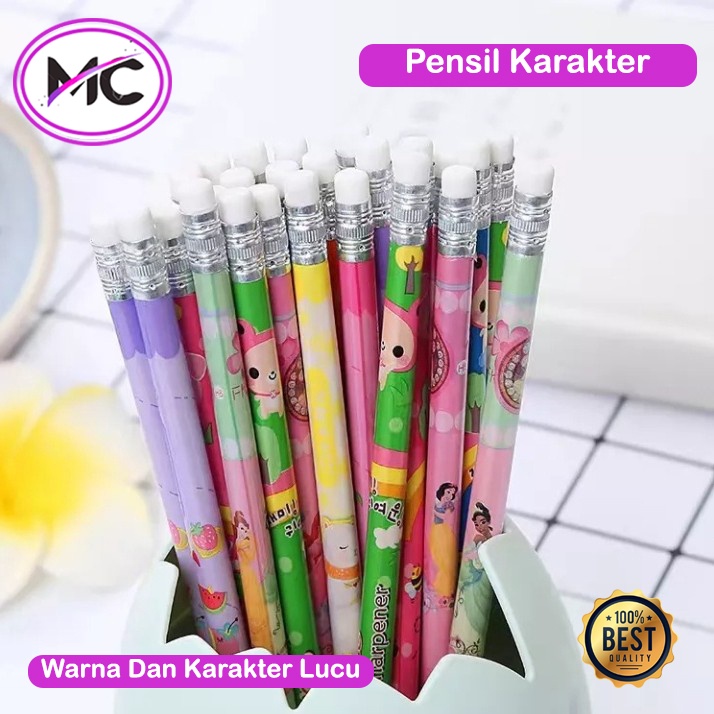 Pensil Tulis HB Fancy Murah Pencil Karakter Lucu Pensil Anak Sekolah Motif Potlot Murah