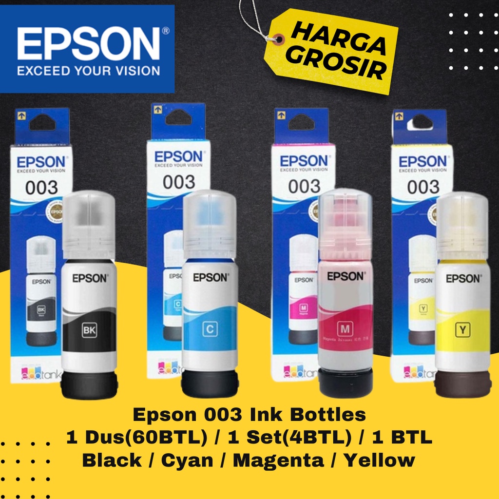 Jual Tinta Epson 003 T003 T 003 Original 1 Set 1 Dus L1110 L1210 L1250 L3101 L3110 L3116 L3216 4092