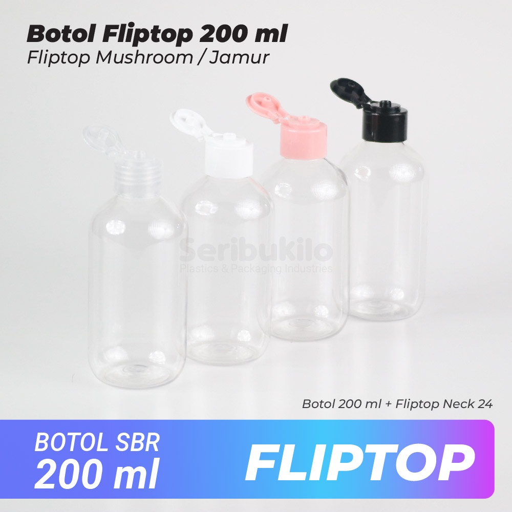 Botol Fliptop SBR 200 ml/Botol PET 200 ml Fliptop Mushroom/Jamur SBR