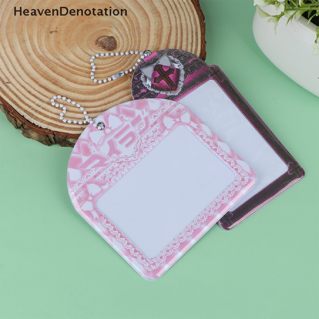 [HeavenDenotation] Ins Photocard Holder Renda Pink Ikatan Simpul Kpop Idol Pelindung Foto Gambar Lengan Postcard Kredit ID Bank Bus Card Holder HDV