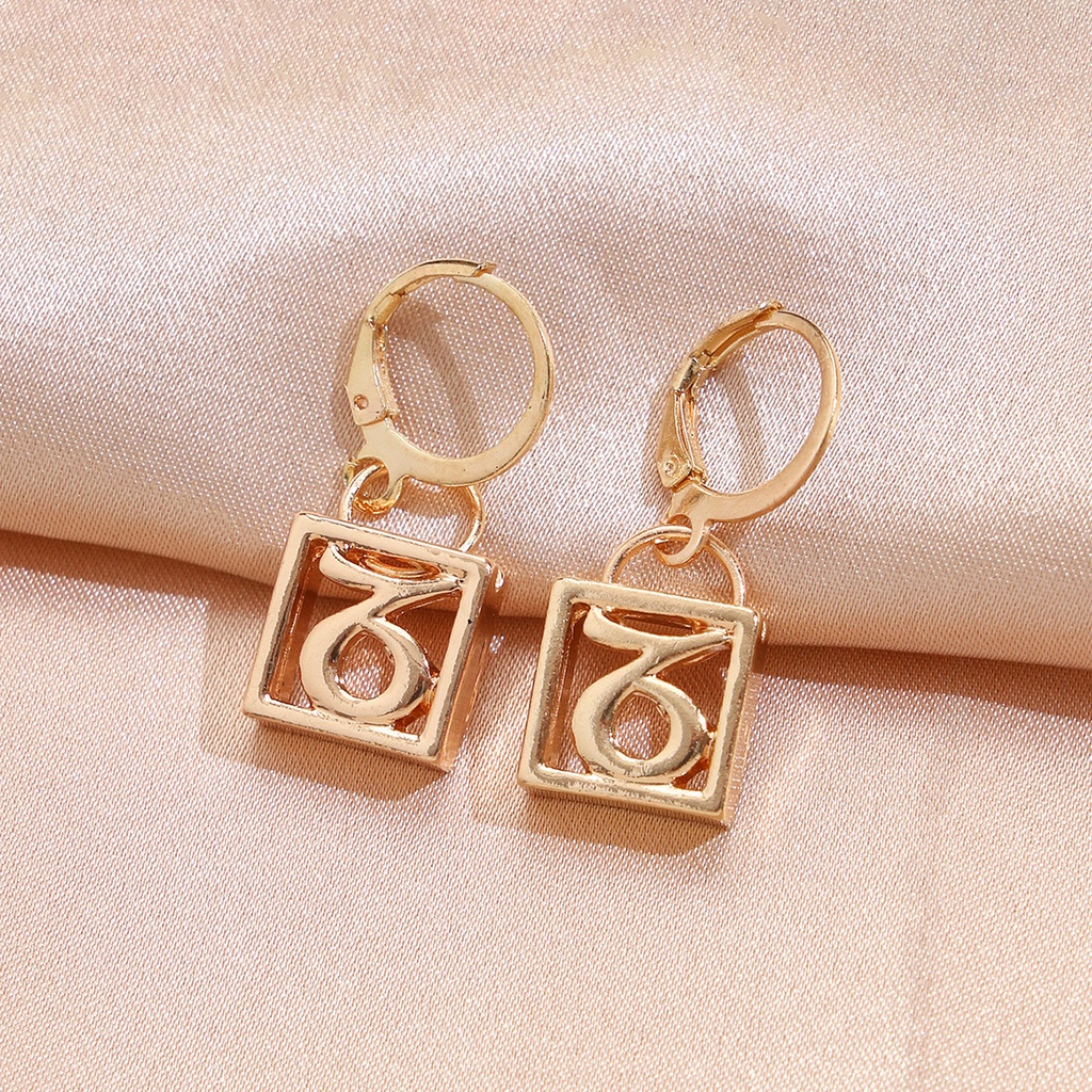 Anting Gantungan Kunci Sederhana Desain Yang Dipersonalisasi Dan Modis Dua Belas Anting Rasi Bintang Pisces Leo Aries Pendant Earrings