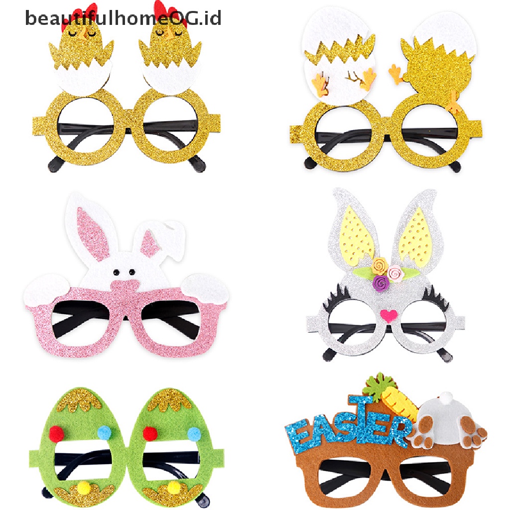 // Beautifulhomeog.id// 1PC Kacamata Paskah Bunny Telur Cewek Glitter Eyeglasses Frame Properti Foto **