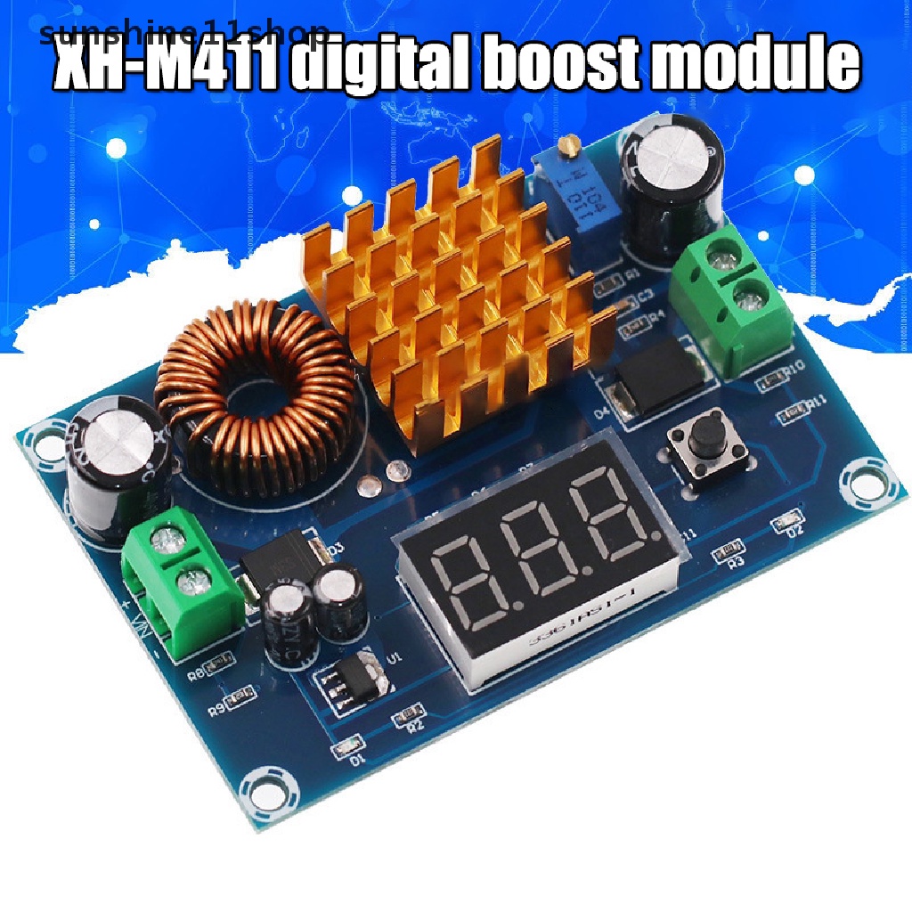 Sho XH-M411 DC-DC Digital Booster Board Boost Module Digital Voltmeter DC-DC Step Up Module Boost Converter Board 5A Power Adjustable Untuk Tegangan N