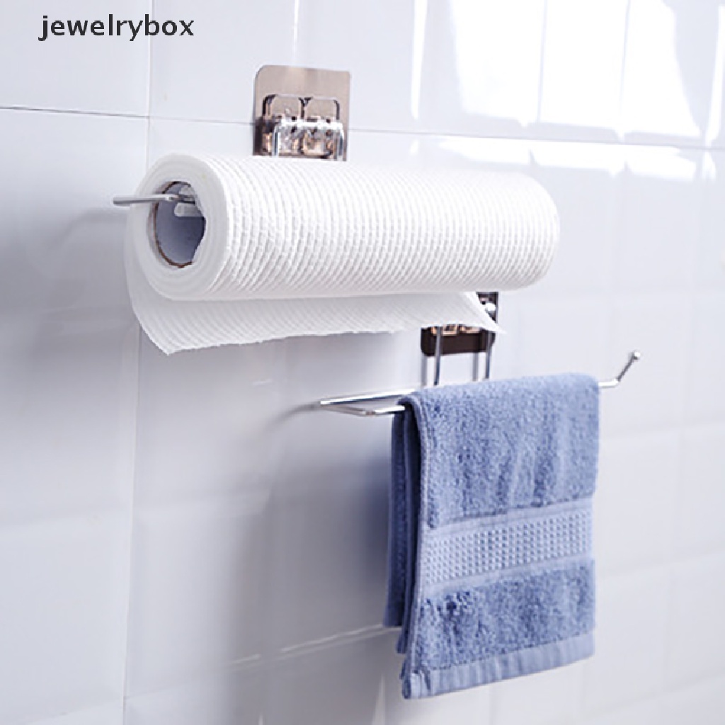 [jewelrybox] Self-adhesive Towel Holder RackKitchen Under Cabinet Towel Cup Kertas Gantungan Rak Butik