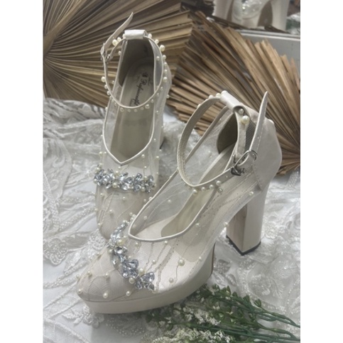 Wedding shoes - Sepatu pesta wanita putih 12 cm - heels tahu, platform, white, shoes, wedding shoes,