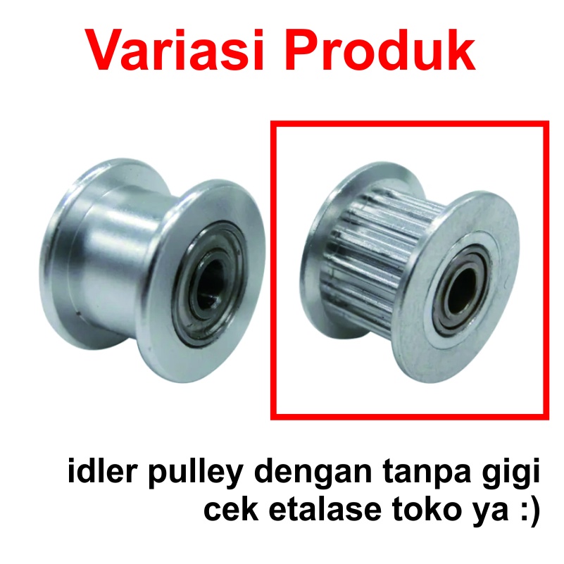 [HAEBOT] GT2 Idler Pulley 20T W15 Bergigi Bore 3 4 5 6 8mm with Teeth Lebar 15mm W15 Timing Belt Toothed CNC 3D Printer Idle Puley Mini Bearing Tensioner Tension Width Aluminium