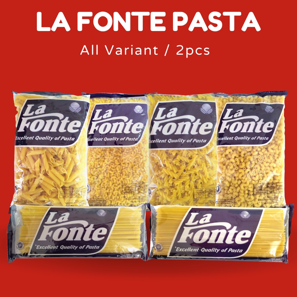 LA FONTE  Pasta : Spaghetti, Chiferi, Fettucine, Fusilli, Gobertti, Penneziti (Semua Jenis per 2 pcs)