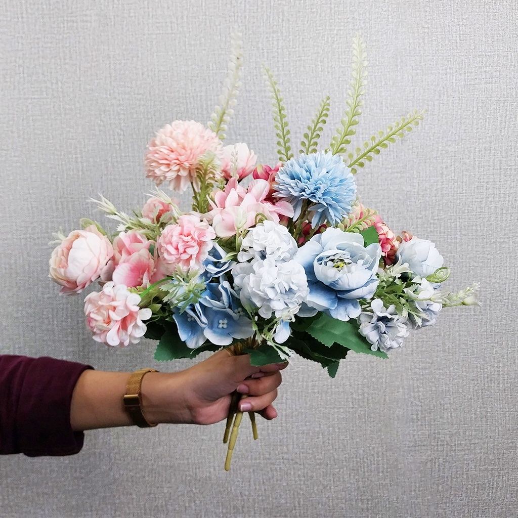 Bunga Hias Plastik Palsu Buket Austin Mix Artifical Flower Dekorasi Cantik Azgalery PBP144