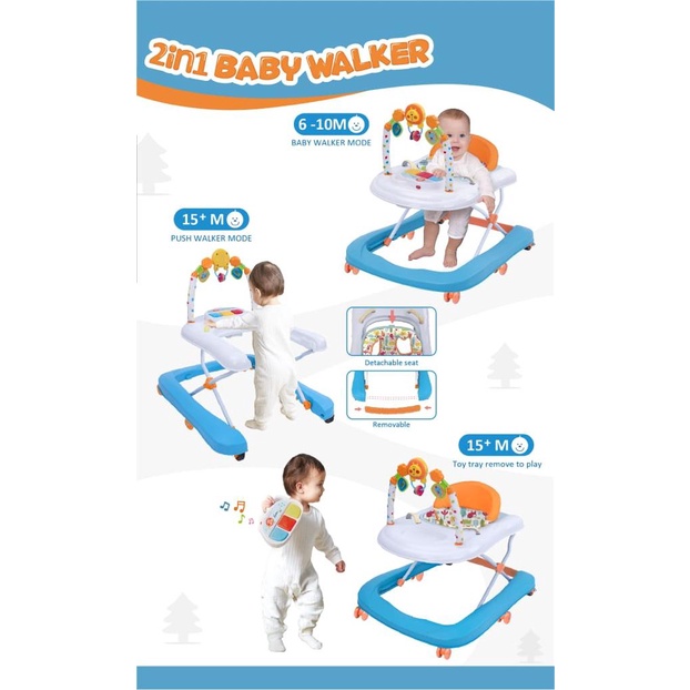 Pliko 2In1 Baby Walker And Step - Dorongan Bayi / Kereta Bayi