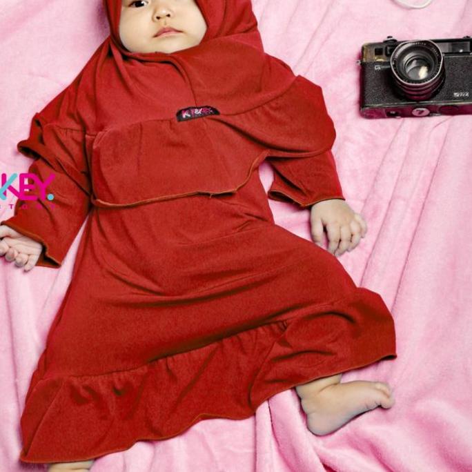 ✱ Gamis anak bayi remple polos set hijab K&KEY ORI BRANDED ✸