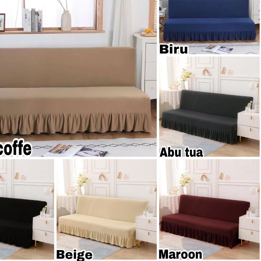 ✫ Sarung PELINDUNG sofa bed INFORMA elastis Cover RUMBAI sofa bed import ✹
