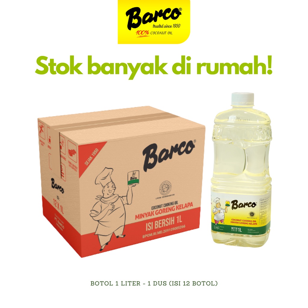 

Minyak Goreng Kelapa "Barco" Botol 1 Liter - 1 Dus (12 Pcs)