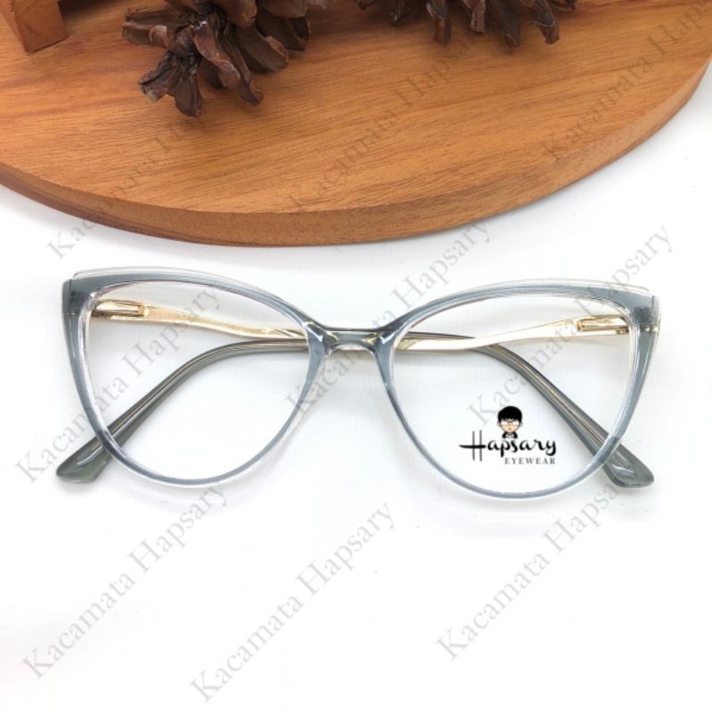 Frame Kacamata Wanita Cat Eye Kode ZURA Paket Lensa Antiradiasi Minus Cylinder &amp; Plus