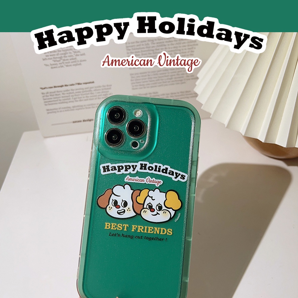 IPHONE Korea Anjing Lucu Kartun Soft Green Transparan Case Untuk Iphone14 11 12 13 PRO MAX Casing Cover Pelindung AT0013