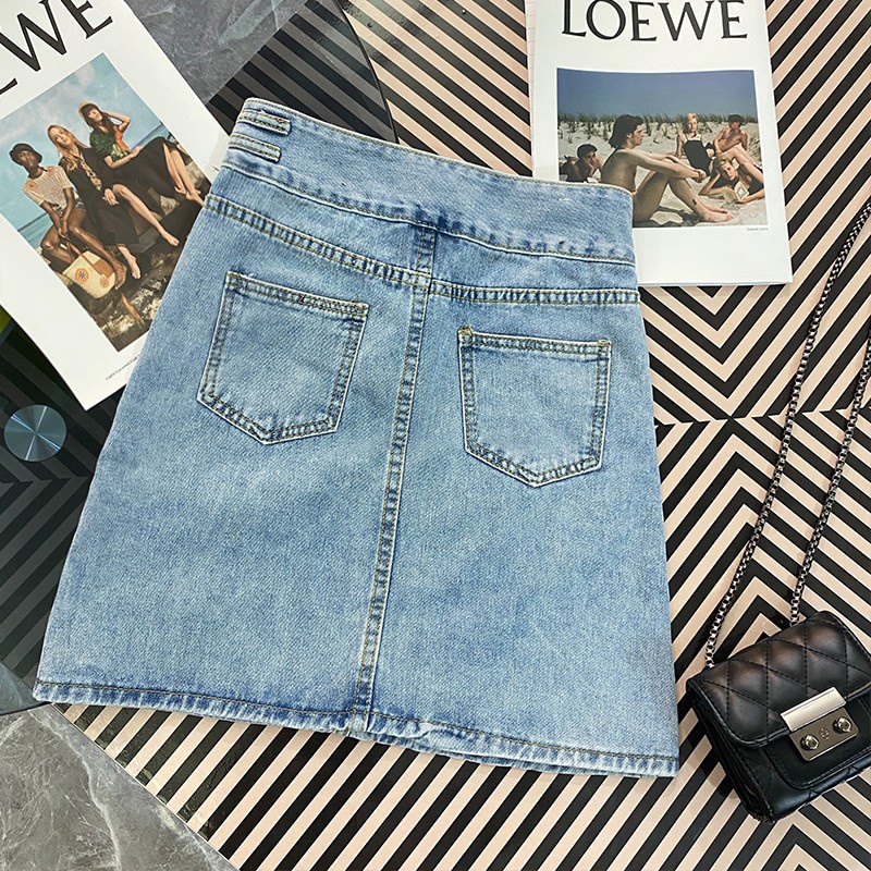 Korea Highwaist A-Line Pendek Rok Jeans Wanita kekinian