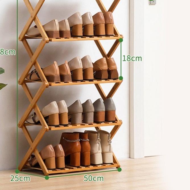 ★ Muzy Rak Sepatu Kayu Zig zag Rak Tanaman Rak Bunga Hiasan Rak Serbaguna Tempat Sepatu Silang HRS20