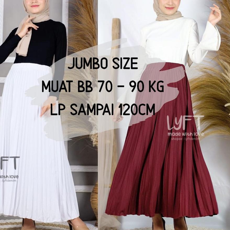 ➱ [PREMIUM PLISKET JUMBO] Rok Plisket JUMBO SIZE MAYUNG Premium Quality /Rok Rempel Panjang / Rok hi
