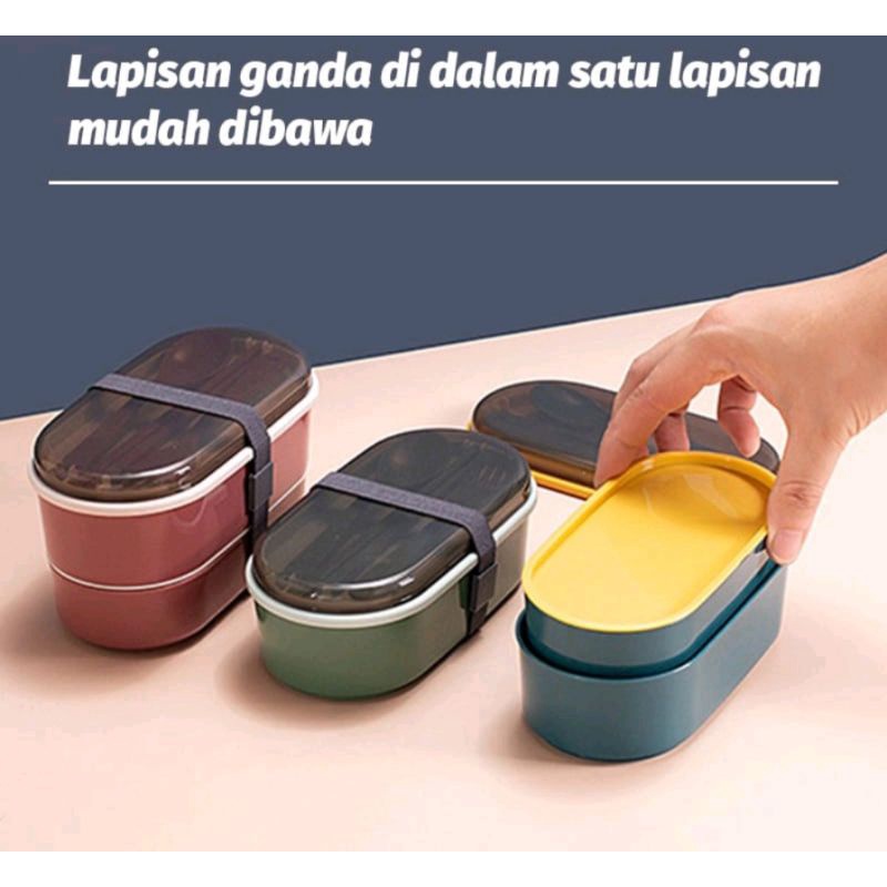 Kotak makan Set 2 susun Lunch Box premium berkualitas