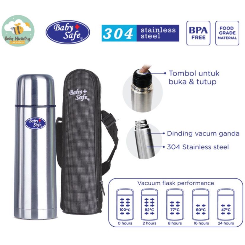 BABY SAFE STAINLESS STEEL TERMOS VACUUM FLASK / TERMOS STAINLESS / BOTOL MINUM/ TAHAN PANAS / TERMOS / TERMOS VACUUM / BOTOL