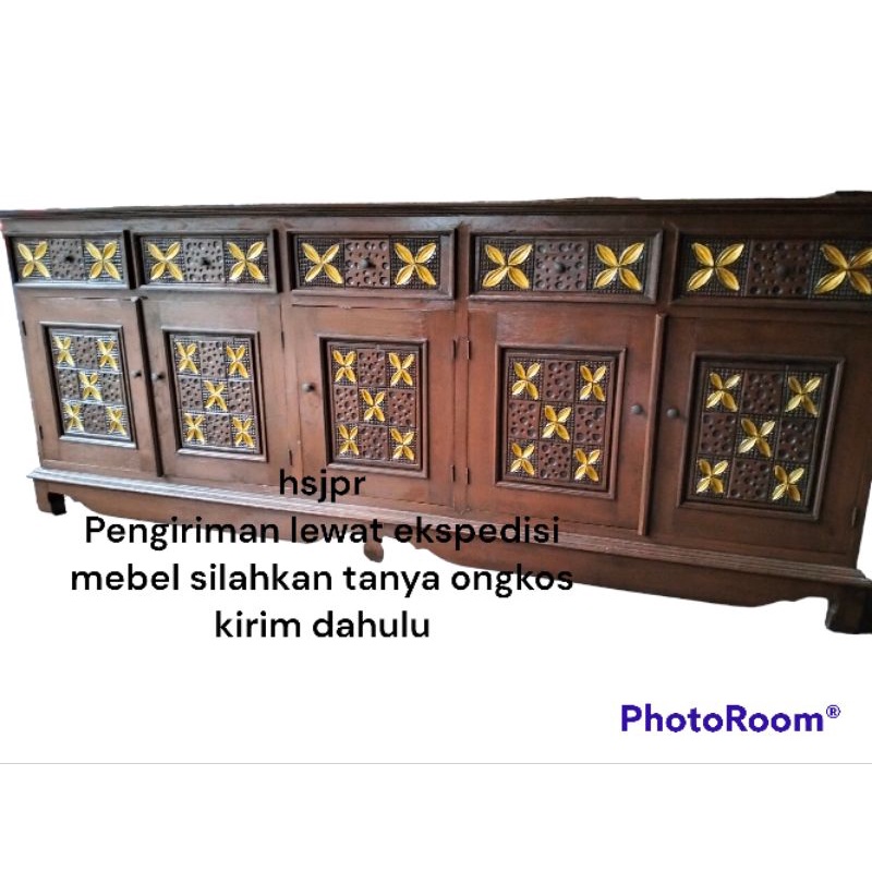 bufet tv minimalis kayu jati 2m