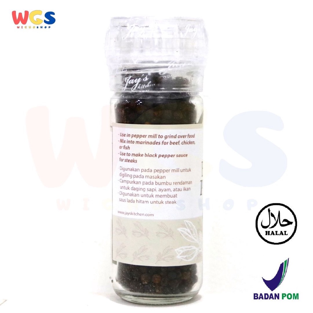 Jay's Kitchen Jays Whole Blackpepper Grinder 50 gr - Biji Lada Hitam